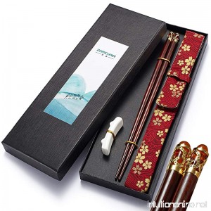 Reusable Chinese Unique Style Wooden Chopsticks with Holder and Carrying Bag Chinese Gift Set Chopsticks set - B078N3RX36